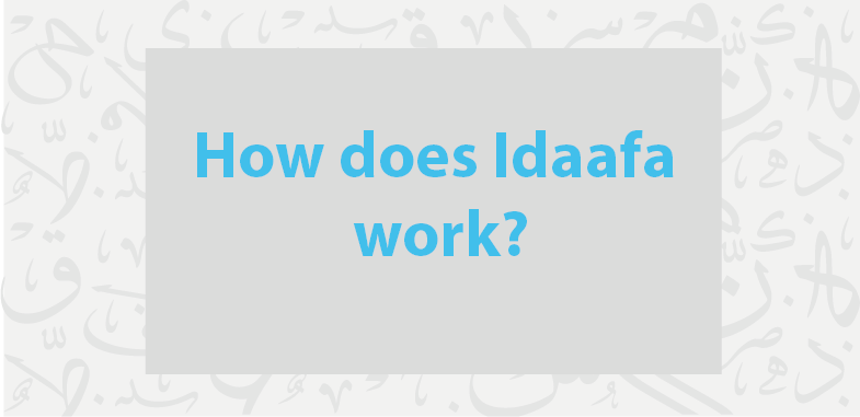 Get introduced to idaafa phrases through our al-idaafa الإضافة lesson on idaafa construction in Arabic! Click here for more on definite/indefinite idaafa!